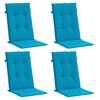 vidaXL Coussins de chaise de jardin à dossier haut lot de 4 bleu tissu