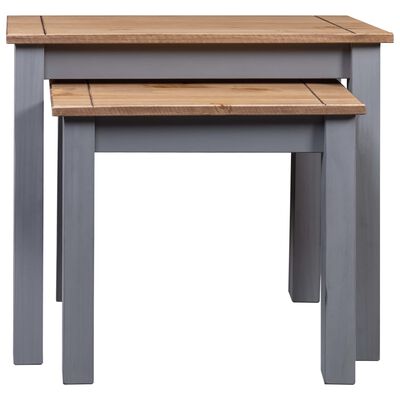 vidaXL Tables gigognes 2pcs Gris Bois de pin massif Assortiment Panama