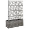 vidaXL Lit sur&eacute;lev&eacute; en treillis 3 pots 83x30x130cm R&eacute;sine tress&eacute;e Gris
