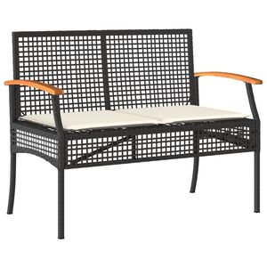 vidaXL Banc de jardin avec coussin noir résine tressée et acacia