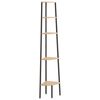 vidaXL Étagère d'angle 5 niveaux Marron clair et noir 45,5x31,5x180 cm