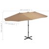 vidaXL Parasol d'ext&eacute;rieur et poteau en aluminium 460x270 cm taupe