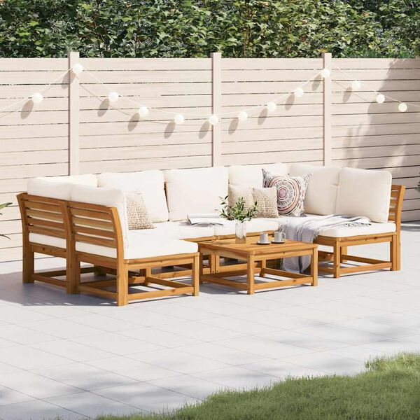 vidaXL Salon de jardin avec coussins 7 pcs bois massif d'acacia