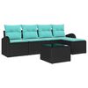 vidaXL Ensemble de Canap&eacute;s 6 pcs Noir et turquoise polyrotin