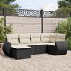 vidaXL Salon de jardin 6 pcs avec coussins noir r&eacute;sine tress&eacute;e