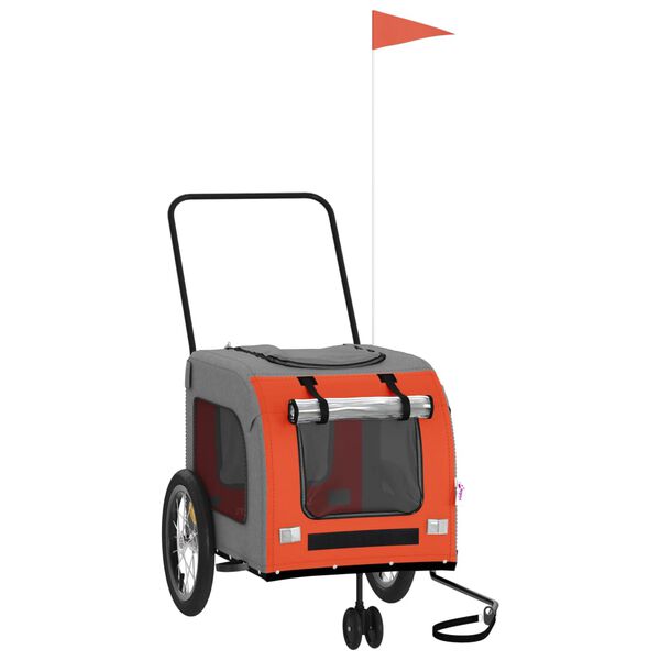 vidaXL Remorque de vélo pour animaux de compagnie orange et gris