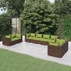 vidaXL Salon de jardin 8 pcs avec coussins R&eacute;sine tress&eacute;e Marron