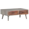 vidaXL Table basse Gris 100x60x40 cm Bois massif de manguier brut