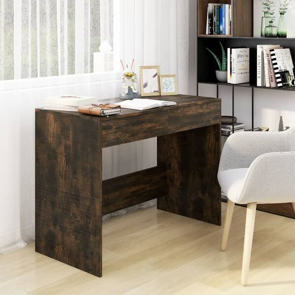 vidaXL Bureau Ch&ecirc;ne fum&eacute; 101x50x76,5 cm Agglom&eacute;r&eacute;