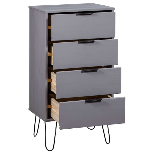 vidaXL Armoire &agrave; tiroir Gris 45x39,5x90,3 cm Bois de pin solide