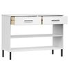 vidaXL Armoire console avec pieds en m&eacute;tal Blanc Bois pin massif OSLO