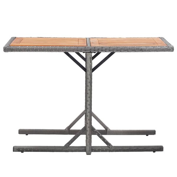 vidaXL Table de jardin Anthracite R&eacute;sine tress&eacute;e et bois d'acacia