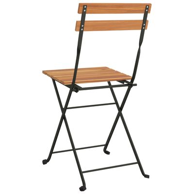 vidaXL Chaises de bistrot pliantes lot de 2 Bois de teck solide acier