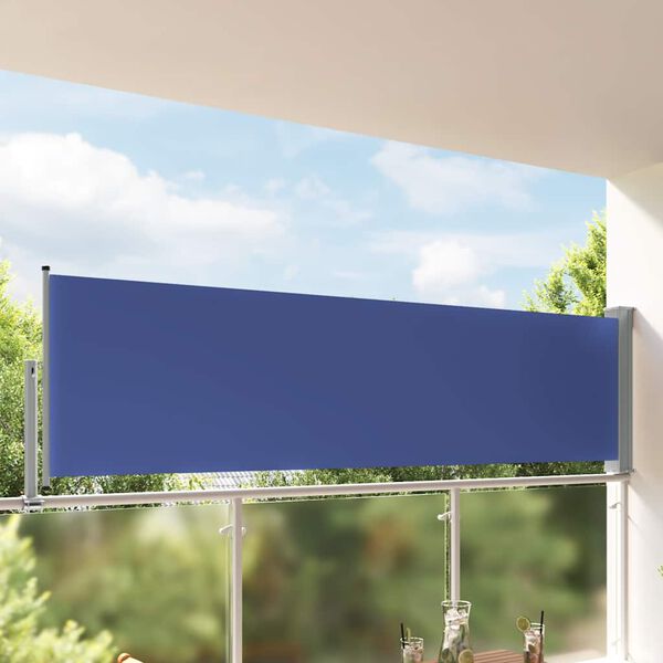 vidaXL Auvent lat&eacute;ral r&eacute;tractable de patio 100x300 cm Bleu
