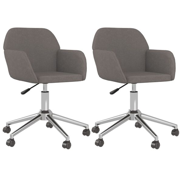 vidaXL Chaises pivotantes &agrave; manger lot de 2 Gris fonc&eacute; Tissu