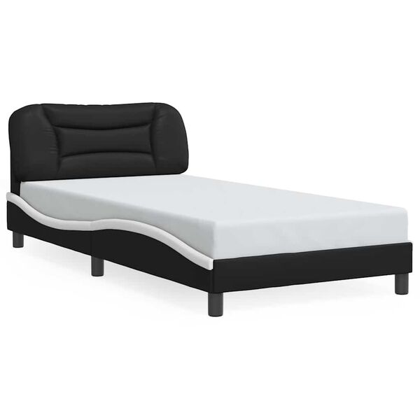 vidaXL Cadre de lit sans matelas Hvar noir blanc 100x190 cm similicuir
