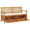 vidaXL Banc de rangement avec coussin 148 cm Bois d'acacia solide
