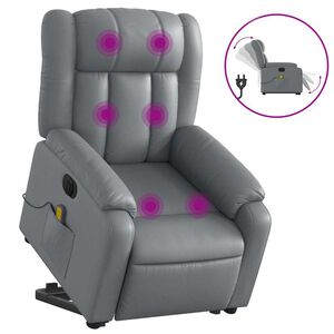 vidaXL Fauteuil inclinable de massage &eacute;lectrique gris similicuir
