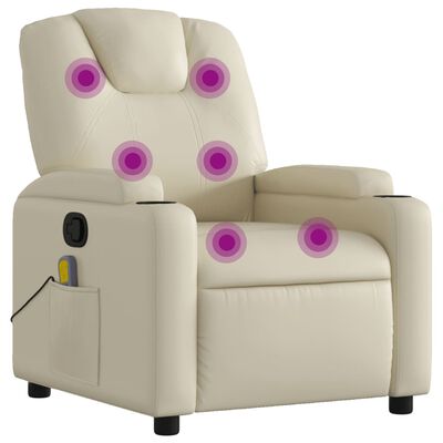 vidaXL Fauteuil inclinable de massage Crème Similicuir