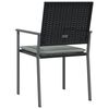 vidaXL Chaises de jardin et coussins lot de 4 noir 54x62,5x89 cm rotin