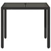 vidaXL Table de jardin dessus en verre Noir 90x90x75 cm R&eacute;sine tress&eacute;e