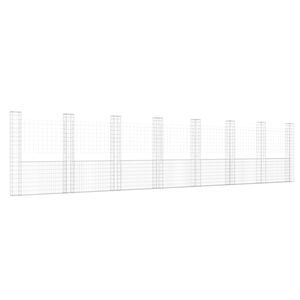 vidaXL Panier de gabion en forme de U avec 8 poteaux Fer 860x20x200 cm