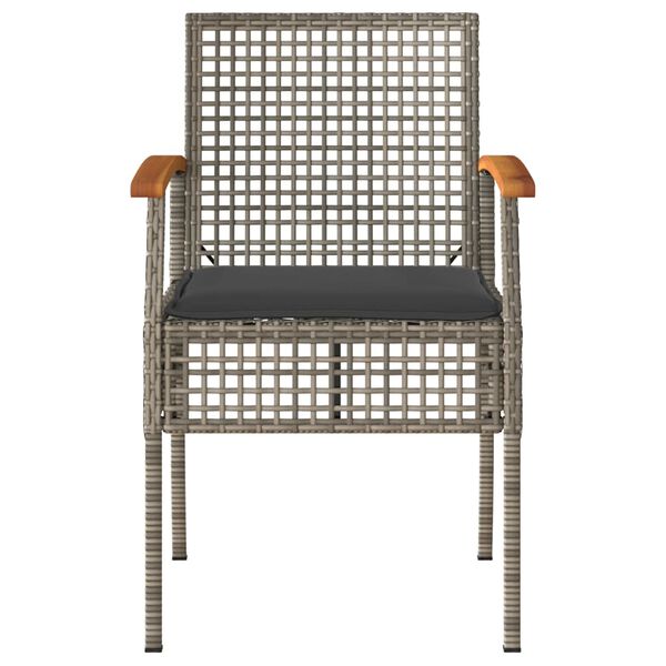 vidaXL Chaises de jardin coussins lot de 4 gris r&eacute;sine tress&eacute;e acacia