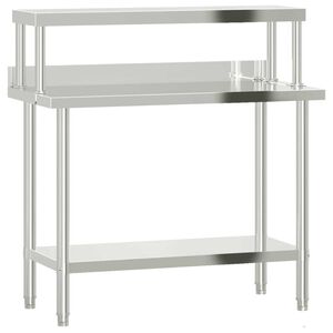 vidaXL Table de travail de cuisine avec étagère 110x55x120 cm inox