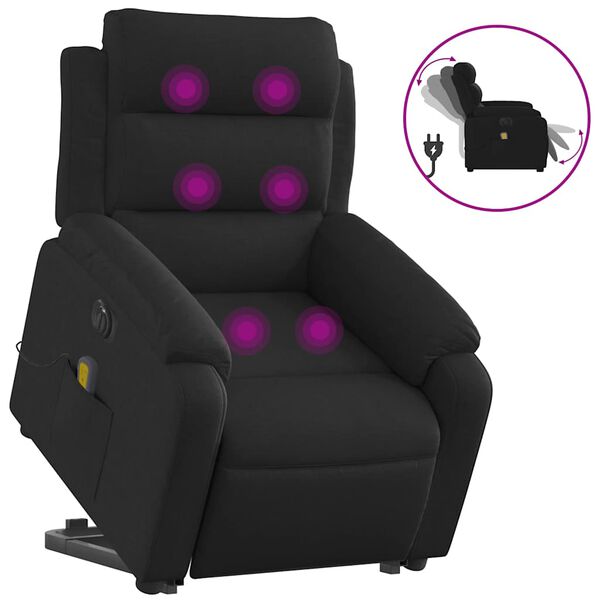 vidaXL Fauteuil inclinable de massage électrique noir tissu
