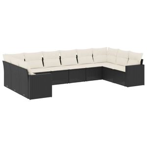 vidaXL Salon de jardin 10 pcs avec coussins noir r&eacute;sine tress&eacute;e