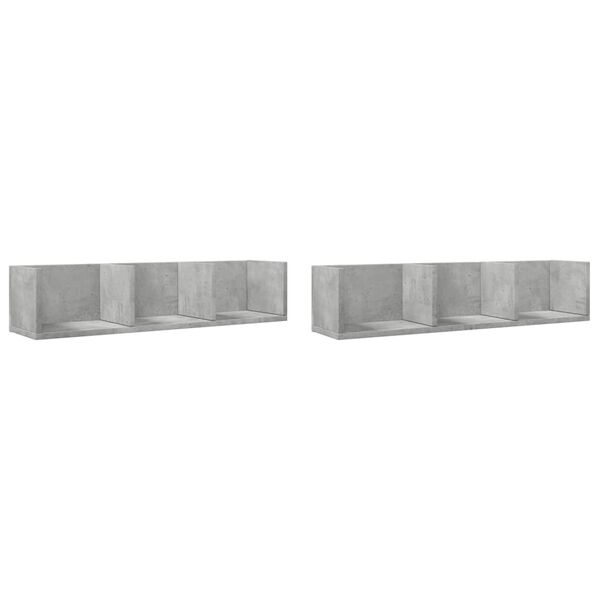vidaXL Armoires murales 2pcs gris béton 75x18x16,5cm bois d'ingénierie