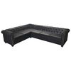 vidaXL Canap&eacute; d'angle Chesterfield 6 places noir similicuir