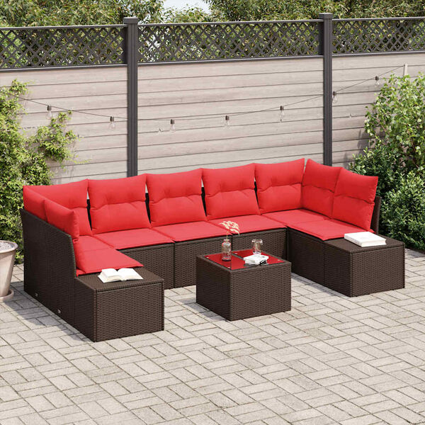 vidaXL Ensemble de canapé de jardin 8 pcs Marron polyrotin