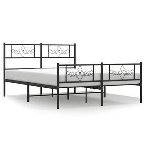 vidaXL Cadre de lit m&eacute;tal sans matelas avec pied de lit noir 135x190cm