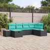 vidaXL Ensemble de canap&eacute; de jardin avec coussin 6 pcs Noir polyrotin