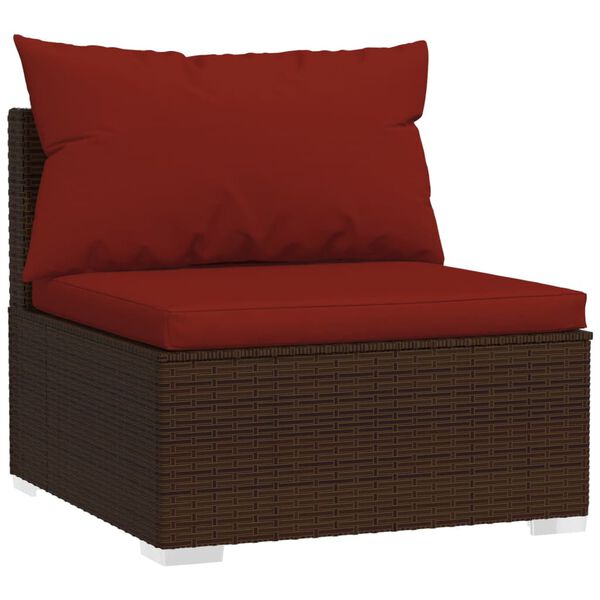vidaXL Salon de jardin 8 pcs avec coussins r&eacute;sine tress&eacute;e marron