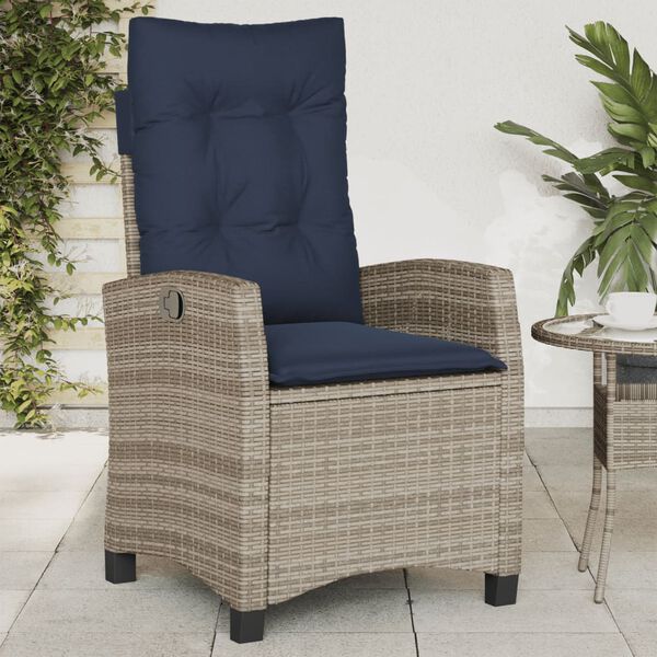vidaXL Chaises inclinables de jardin lot de 2 et coussins gris rotin