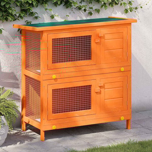 vidaXL Clapier d'ext&eacute;rieur Cage animaux petits 4 portes Bois