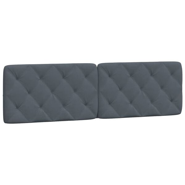 vidaXL Coussin de t&ecirc;te de lit gris fonc&eacute; 183 cm velours