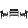 vidaXL Salon de jardin 4 pcs Textilène Noir