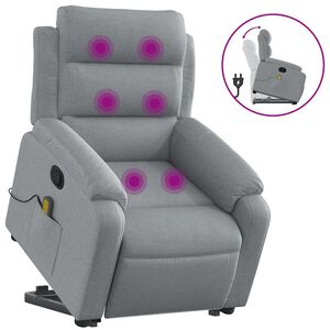 vidaXL Fauteuil inclinable de massage gris clair tissu