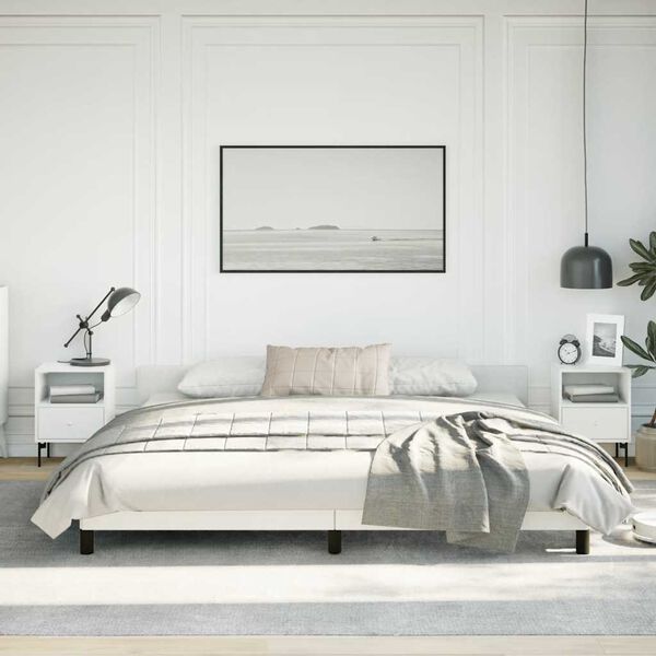 vidaXL Cadre de lit sans matelas blanc California similicuir