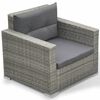 vidaXL Salon de jardin 6 pcs avec coussins r&eacute;sine tress&eacute;e gris