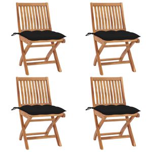 vidaXL Chaises pliables de jardin avec coussins lot de 4 Teck solide