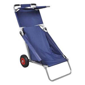 vidaXL Chariot de plage avec roues portable et pliable Bleu