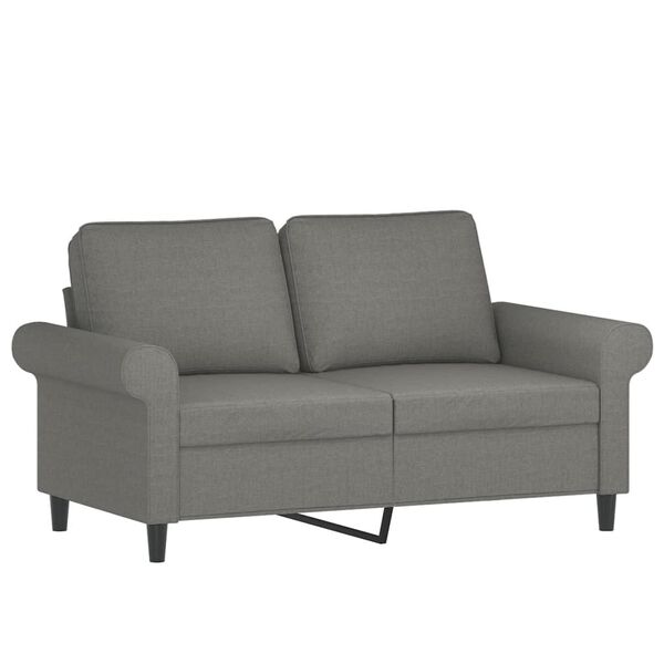 vidaXL Canap&eacute; 2 places et oreillers et coussins Gris fonc&eacute; 120cm Tissu