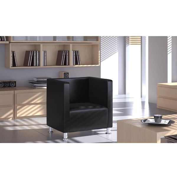 vidaXL Fauteuil cube en similicuir noir