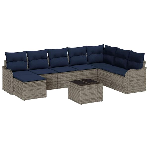 vidaXL Ensemble de canap&eacute; de jardin Gris polyrotin