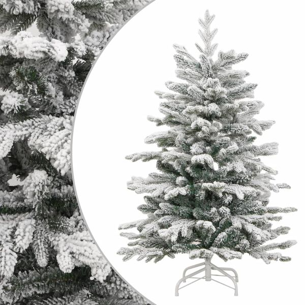 vidaXL Sapin de No&euml;l artificiel &agrave; charni&egrave;res avec neige floqu&eacute;e 210 cm