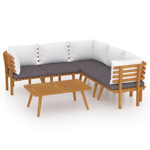 vidaXL Salon de jardin 6 pcs avec coussins Bois d'acacia solide